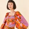 Farm Rio Lilac Mango Macaws Blouse -Farm Rio Dress Shop 306230 01