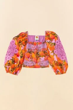 Farm Rio Lilac Mango Macaws Blouse -Farm Rio Dress Shop 306230 06