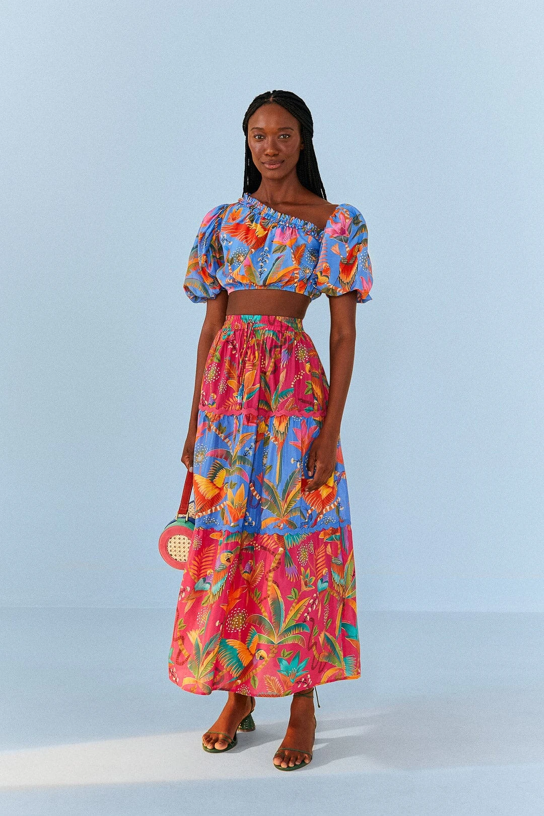 Farm Rio Blue Macaw Party Blouse 4 Farm Rio Blue Macaw Party Blouse - Image 2