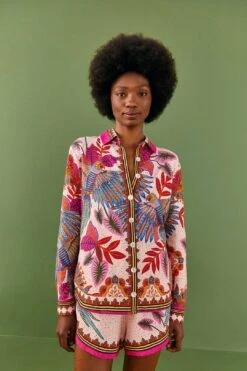 Farm Rio Pink Macaw Scarf Shirt -Farm Rio Dress Shop 306246 03