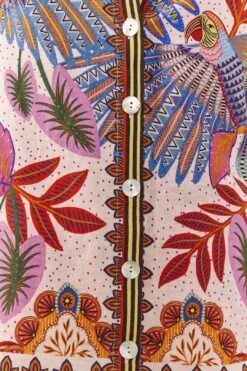Farm Rio Pink Macaw Scarf Shirt -Farm Rio Dress Shop 306246 04