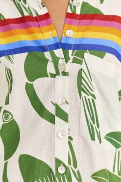 Farm Rio Off-White Rainbow Toucans Romper -Farm Rio Dress Shop 306251 05