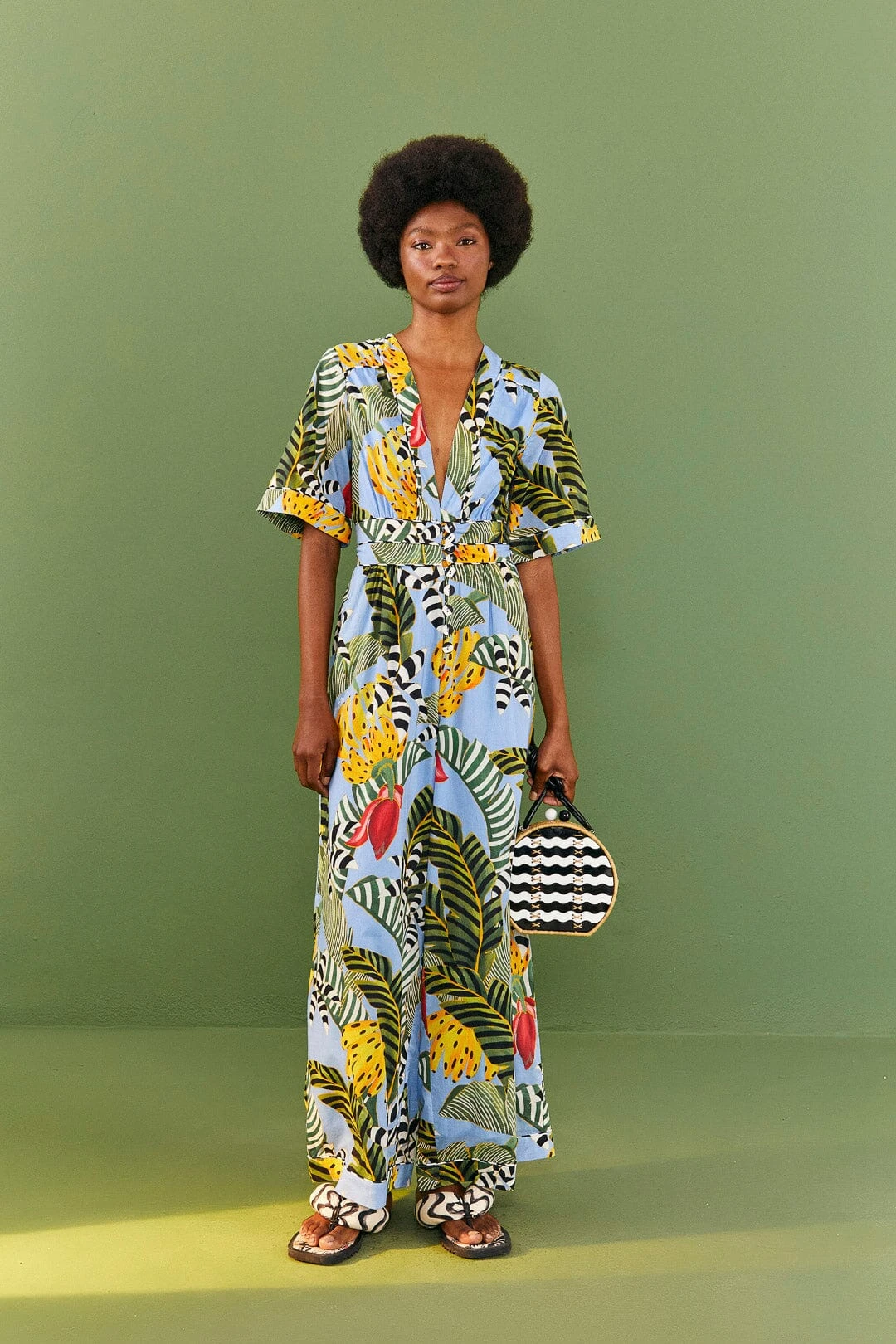 Farm Rio Blue Striped Bananas Jumpsuit 4 Farm Rio Blue Striped Bananas Jumpsuit - Image 2