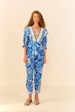 Farm Rio Blue Full Of Flowers Jumpsuit -Farm Rio Dress Shop 306264 03