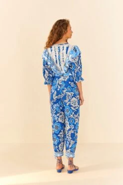 Farm Rio Blue Full Of Flowers Jumpsuit -Farm Rio Dress Shop 306264 04