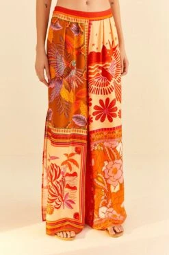 Farm Rio Forest Mixed Scarves Lenzing™ Ecovero™ Viscose Pants -Farm Rio Dress Shop 306279 03