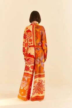 Farm Rio Forest Mixed Scarves Lenzing™ Ecovero™ Viscose Pants -Farm Rio Dress Shop 306279 04