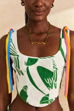 Farm Rio Off-White Rainbow Toucans Crop Top -Farm Rio Dress Shop 306280 03