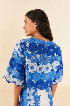 Farm Rio Blue Flower Stripes Crop Top -Farm Rio Dress Shop 306302 03