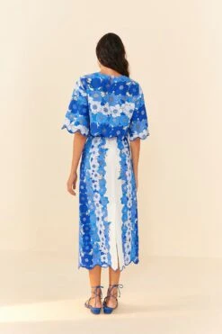 Farm Rio Blue Flower Stripes Crop Top -Farm Rio Dress Shop 306302 04