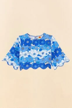 Farm Rio Blue Flower Stripes Crop Top -Farm Rio Dress Shop 306302 06