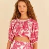 Farm Rio Pink Tropical Woodcut Crop Top -Farm Rio Dress Shop 306306 01