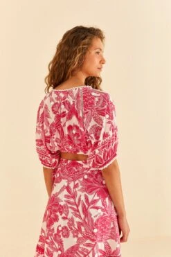 Farm Rio Pink Tropical Woodcut Crop Top 10 Farm Rio Pink Tropical Woodcut Crop Top -Farm Rio Dress Shop 306306 04