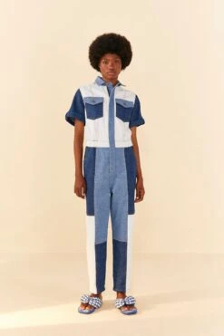 Farm Rio CUTWORK DENIM JUMPSUIT