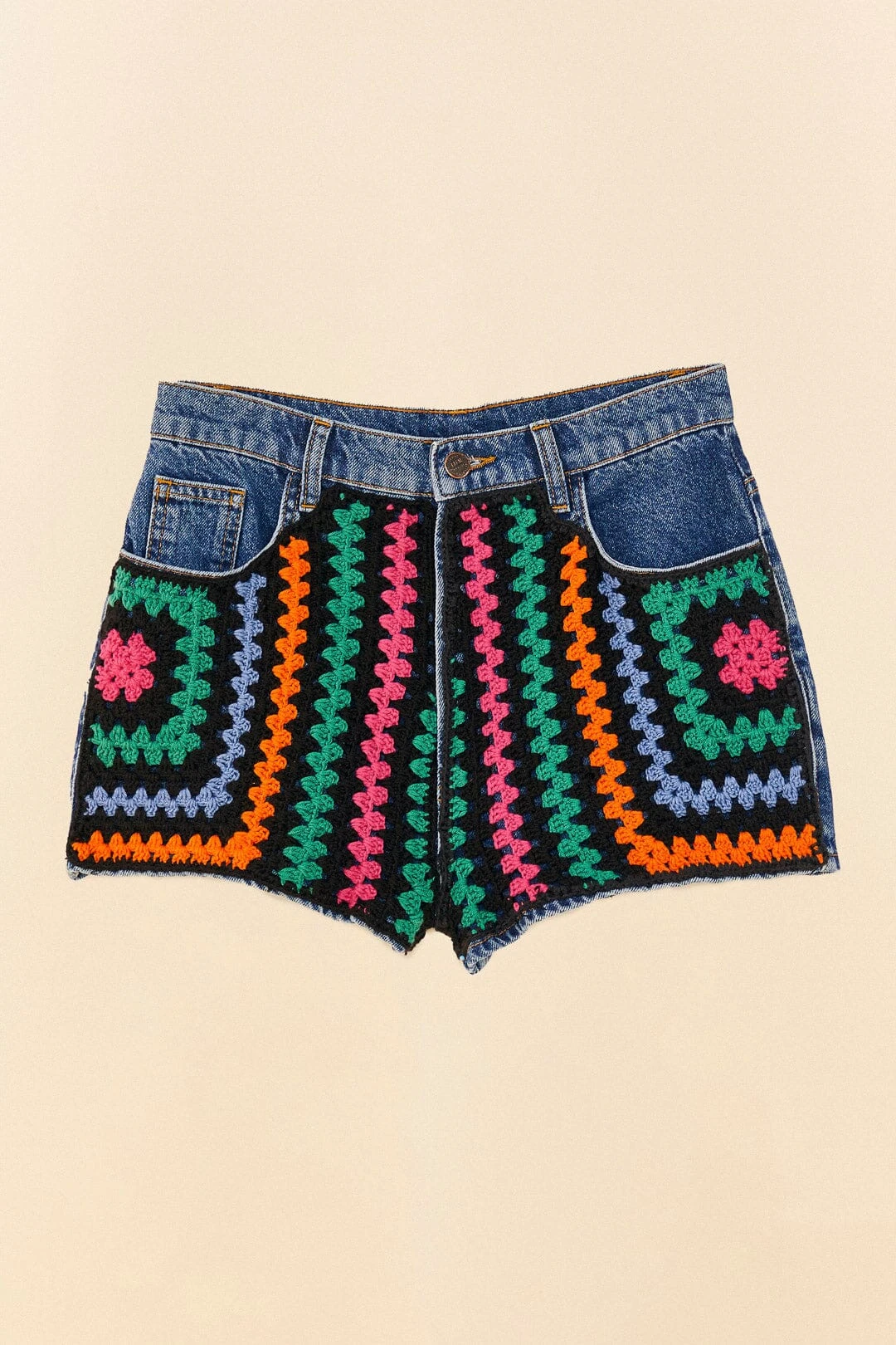 Farm Rio Crochet Denim Shorts 7 Farm Rio Crochet Denim Shorts - Image 5