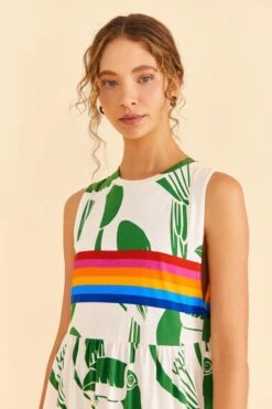 Farm Rio Off-White Rainbow Toucans Organic Cotton Maxi Dress -Farm Rio Dress Shop 306321 03