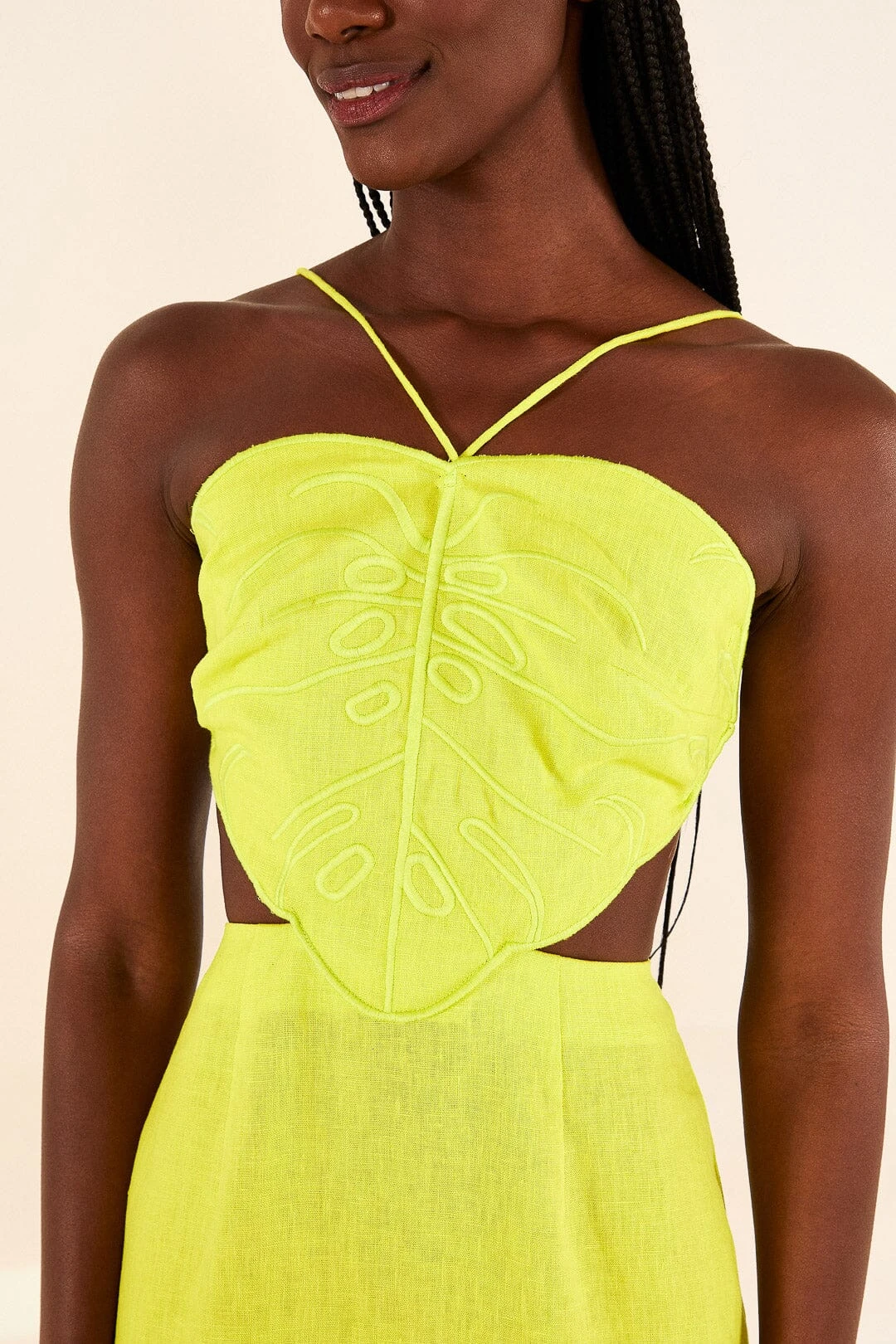 Farm Rio Lime Green Monstera Midi Dress 4 Farm Rio Lime Green Monstera Midi Dress - Image 2