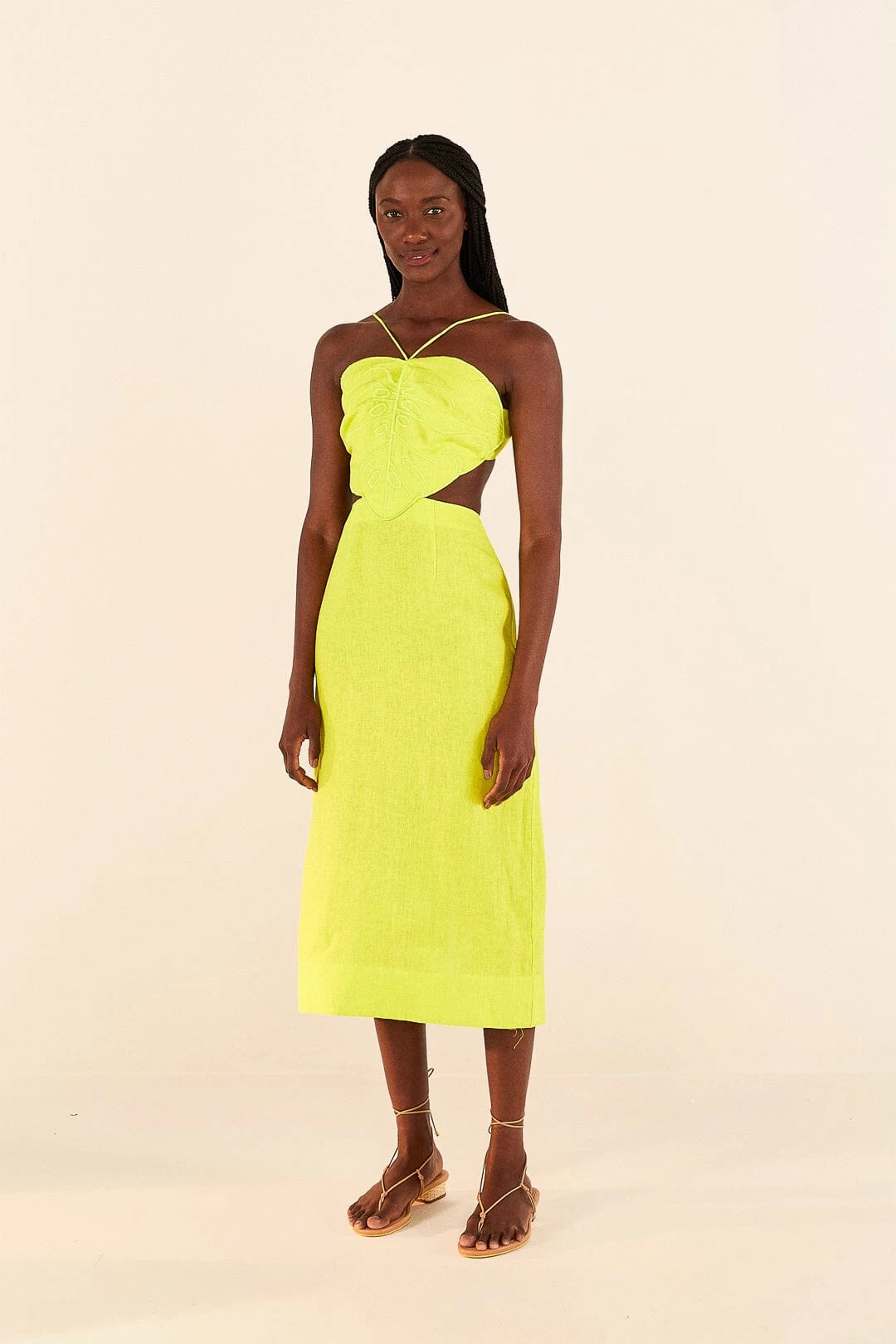 Farm Rio Lime Green Monstera Midi Dress 5 Farm Rio Lime Green Monstera Midi Dress - Image 3