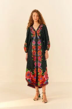 Farm Rio Black Blooming Garden Dress -Farm Rio Dress Shop 306333 04