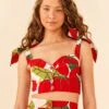 Farm Rio Tomato Tie Strap Crop Top -Farm Rio Dress Shop 306341 01