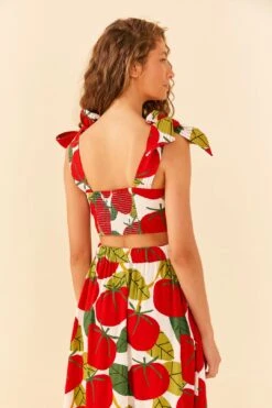 Farm Rio Tomato Tie Strap Crop Top -Farm Rio Dress Shop 306341 04