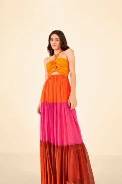 Warm Color Blocking Maxi Dress -Farm Rio Dress Shop 306344 03