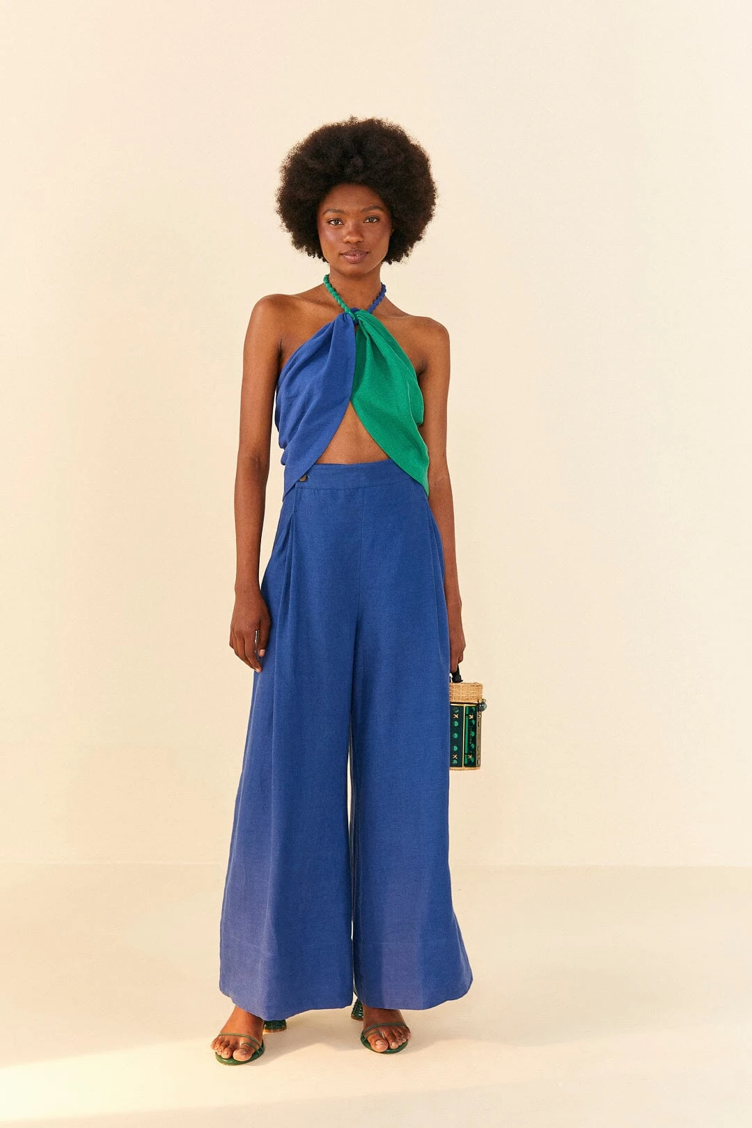 Farm Rio Deep Blue High Waisted Pants 4 Farm Rio Deep Blue High Waisted Pants - Image 2