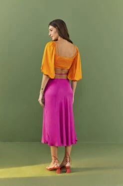 Farm Rio Orange Lenzing™ Ecovero™ Viscose Crop Blouse -Farm Rio Dress Shop 306352 03