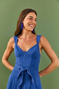 Farm Rio Dark Blue Belted Jumpsuit -Farm Rio Dress Shop 306367 03