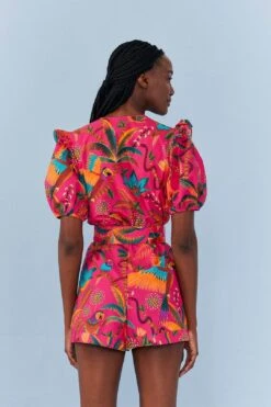 Farm Rio Pink Macaw Party Organic Cotton Romper -Farm Rio Dress Shop 306381 04