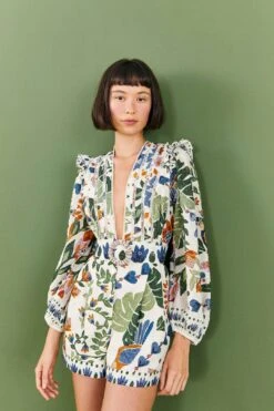 Farm Rio White Summer Garden Romper