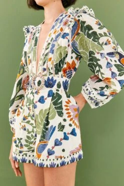 Farm Rio White Summer Garden Romper -Farm Rio Dress Shop 306382 03