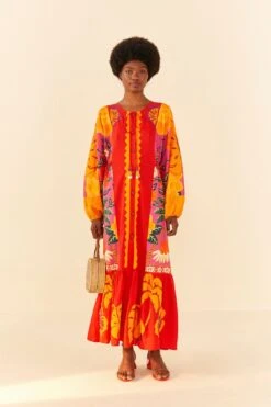 Farm Rio Sunset Patchwork Maxi Dress -Farm Rio Dress Shop 306645 01