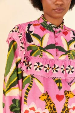 Farm Rio Pink Leopard Forest Blouse -Farm Rio Dress Shop 306648 03