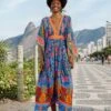 Farm Rio Blue Pineapple Garden Kaftan Maxi Dress 1 Farm Rio Blue Pineapple Garden Kaftan Maxi Dress -Farm Rio Dress Shop 306652 01