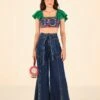 Farm Rio Dark Wash Wide Leg Denim Pants 2 Farm Rio Dark Wash Wide Leg Denim Pants -Farm Rio Dress Shop 306668 01