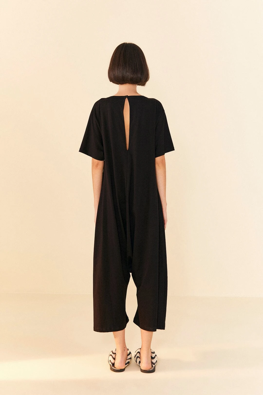 Farm Rio Black Have A Nice Trip Organic Cotton Jumpsuit 4 Farm Rio Black Have A Nice Trip Organic Cotton Jumpsuit - Image 2