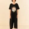 Farm Rio Black Have A Nice Trip Organic Cotton Jumpsuit -Farm Rio Dress Shop 306707 03