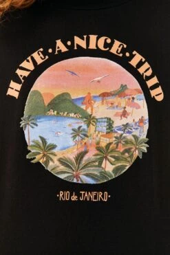Farm Rio Black Have A Nice Trip Organic Cotton T-Shirt -Farm Rio Dress Shop 306709 04