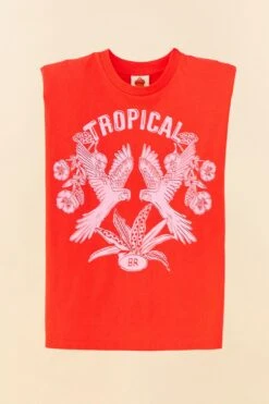 Farm Rio Red Tropical Organic Cotton T-Shirt -Farm Rio Dress Shop 306713 06
