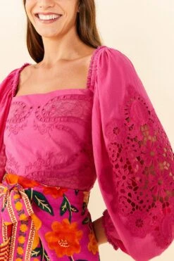 Farm Rio Pink Lace Blouse -Farm Rio Dress Shop 306900 03