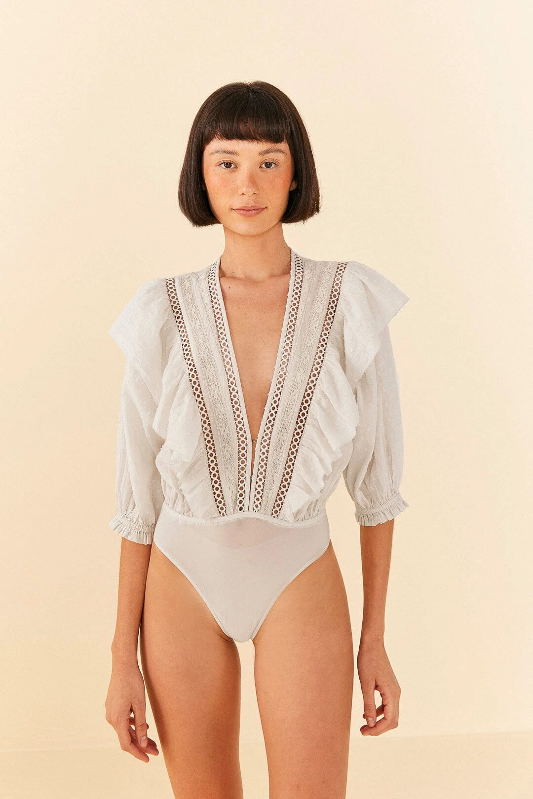 Farm Rio Off-White Lace Bodysuit 4 Farm Rio Off-White Lace Bodysuit - Image 2