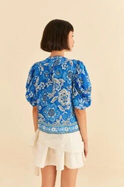 Farm Rio Blue Full Of Flowers Blouse 10 Farm Rio Blue Full Of Flowers Blouse -Farm Rio Dress Shop 306916 04