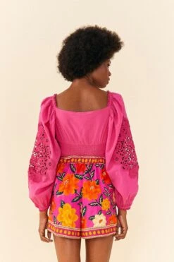 Farm Rio Pink Flower Tapestry Shorts 9 Farm Rio Pink Flower Tapestry Shorts -Farm Rio Dress Shop 306990 03