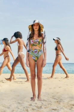 Farm Rio Striped Bananas One Piece Swimsuit -Farm Rio Dress Shop 307051 02