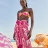Farm Rio Pink Tropical Woodcut Sarong -Farm Rio Dress Shop 307090 01