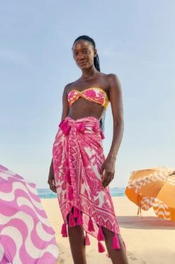 Farm Rio Pink Tropical Woodcut Sarong