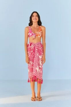 Farm Rio Pink Tropical Woodcut Sarong 10 Farm Rio Pink Tropical Woodcut Sarong -Farm Rio Dress Shop 307090 04
