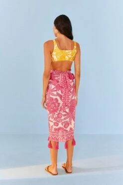 Farm Rio Pink Tropical Woodcut Sarong 11 Farm Rio Pink Tropical Woodcut Sarong -Farm Rio Dress Shop 307090 05