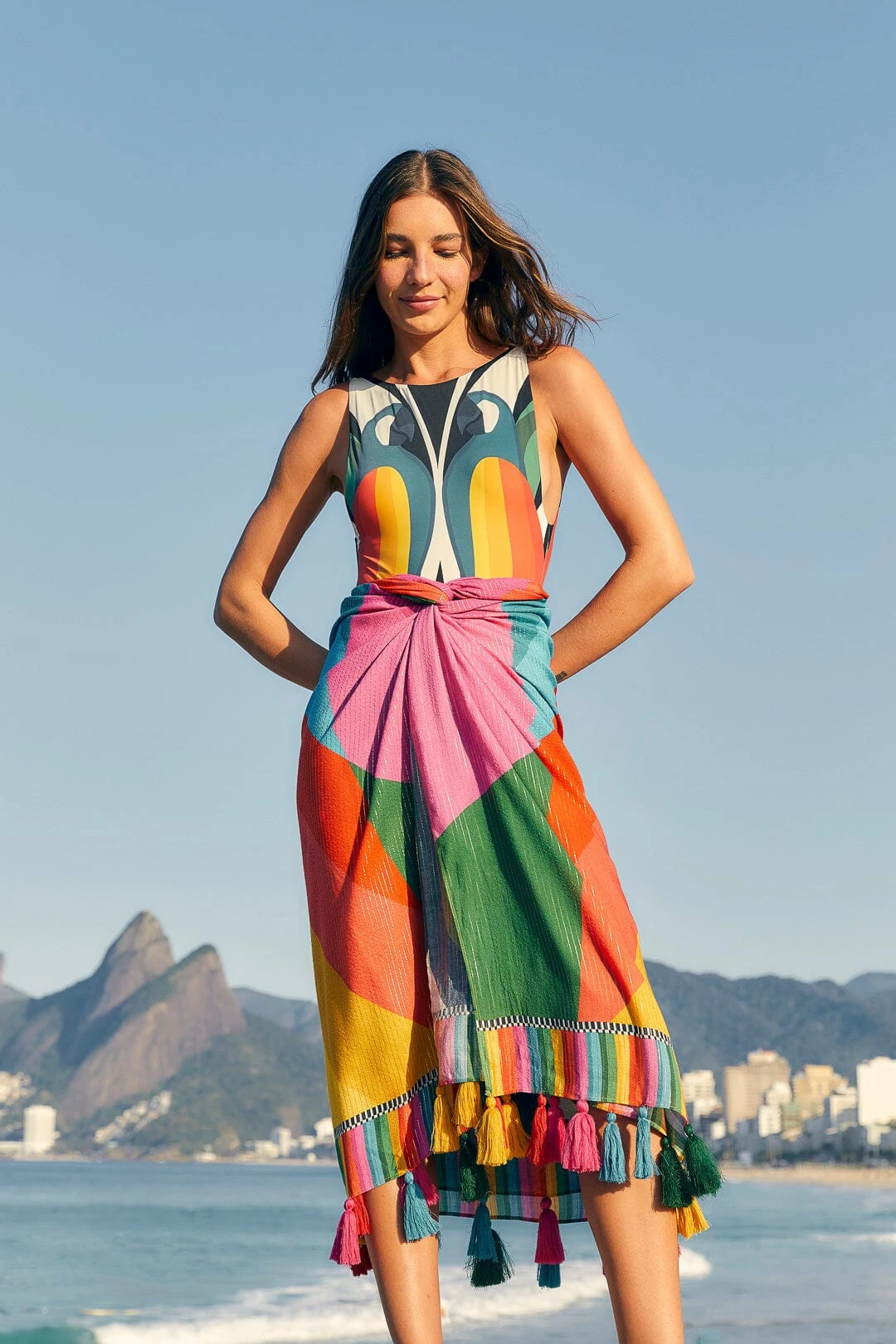 Farm Rio Macaw Stripes Sarong 4 Farm Rio Macaw Stripes Sarong - Image 2